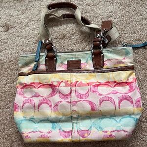 Coach handbag bright pastel pink blue red yellow
